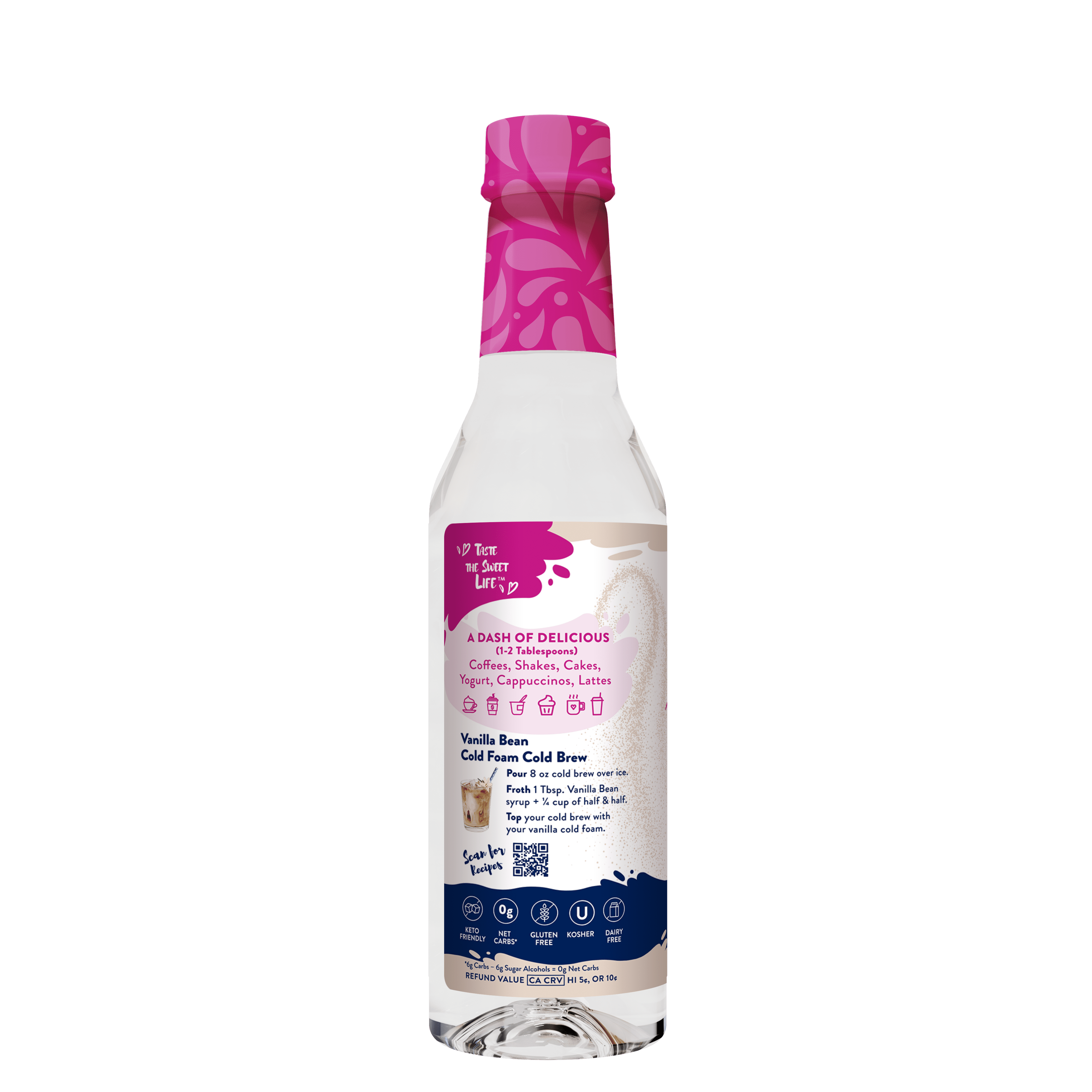 (6 pack) Jordan's Skinny Mixes Naturally Sweetened Vanilla Bean Syrup, 375 mL