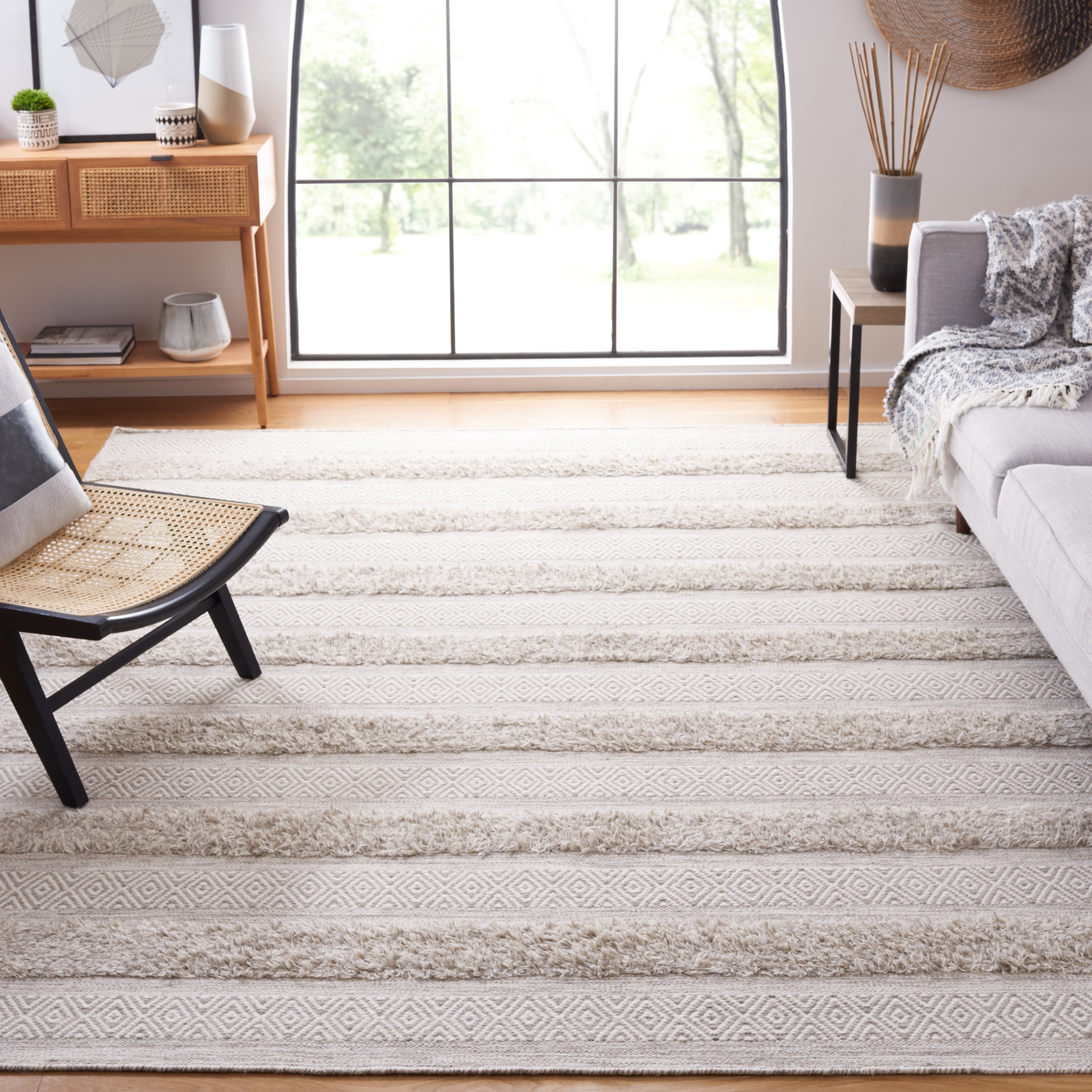 SAFAVIEH Vermont Zavier Stripe Area Rug, Beige/Grey, 8' x 10'
