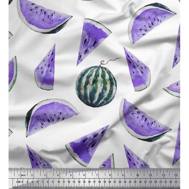 Soimoi Rayon Fabric Watermelon Fruits Print Fabric by The Yard 42 Inch Wide