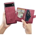 thumbnail image 2 of Case for Google Pixel 6 Pro, Detachable Magnetic Wallet Credit Card Slot Case Cover Support Wireless Charging Compatible with Google Pixel 6 Pro (Red), 2 of 13