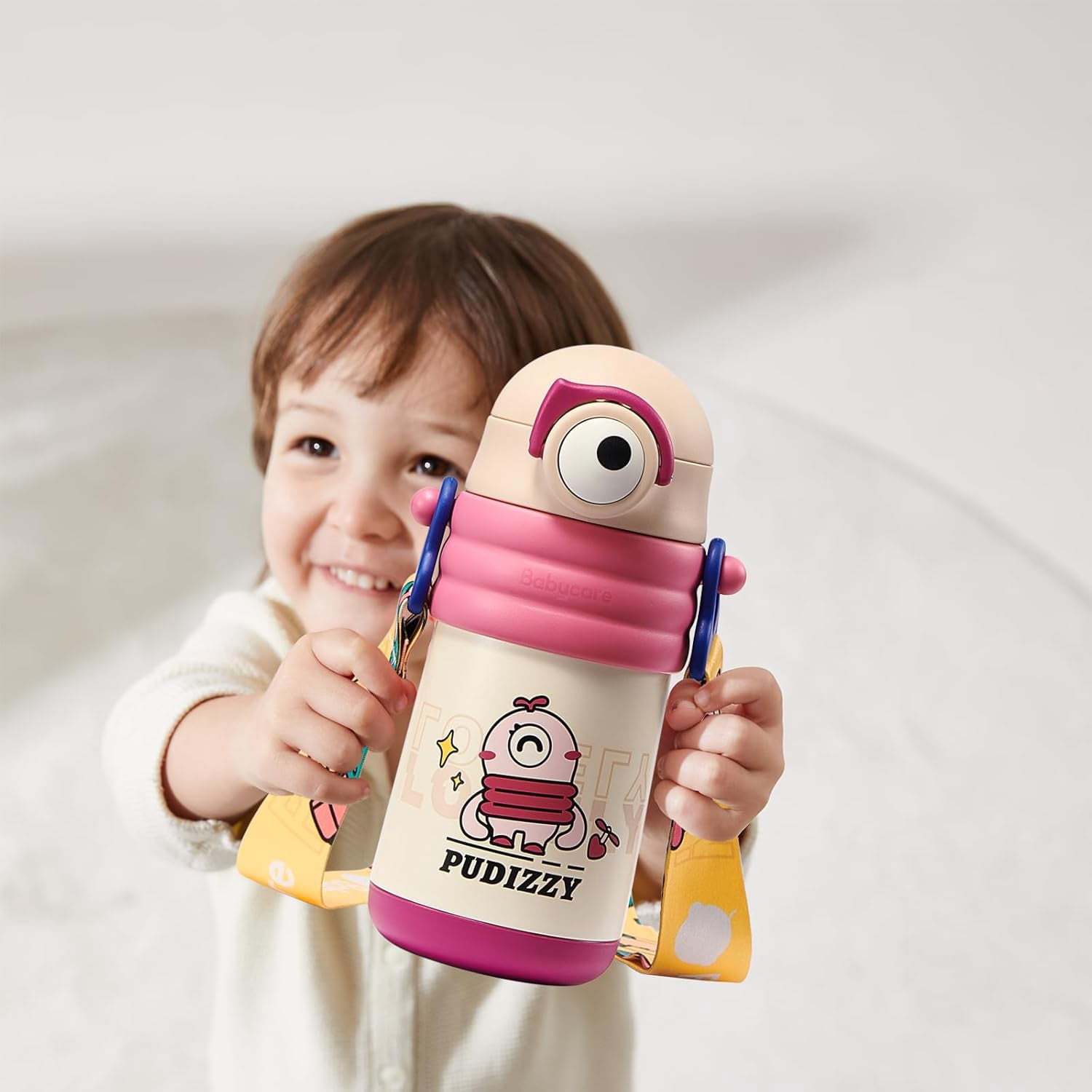 Bc Babycare Insulated Water Bottle for Kids, 15oz Stainless Steel Toddler Water Bottle with Straw, Red