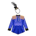thumbnail image 4 of Zaldita Kids Girls Circus Ringmaster Costume Long Sleeve Leotard with Hat Showman Halloween Royal Blue A 6, 4 of 7