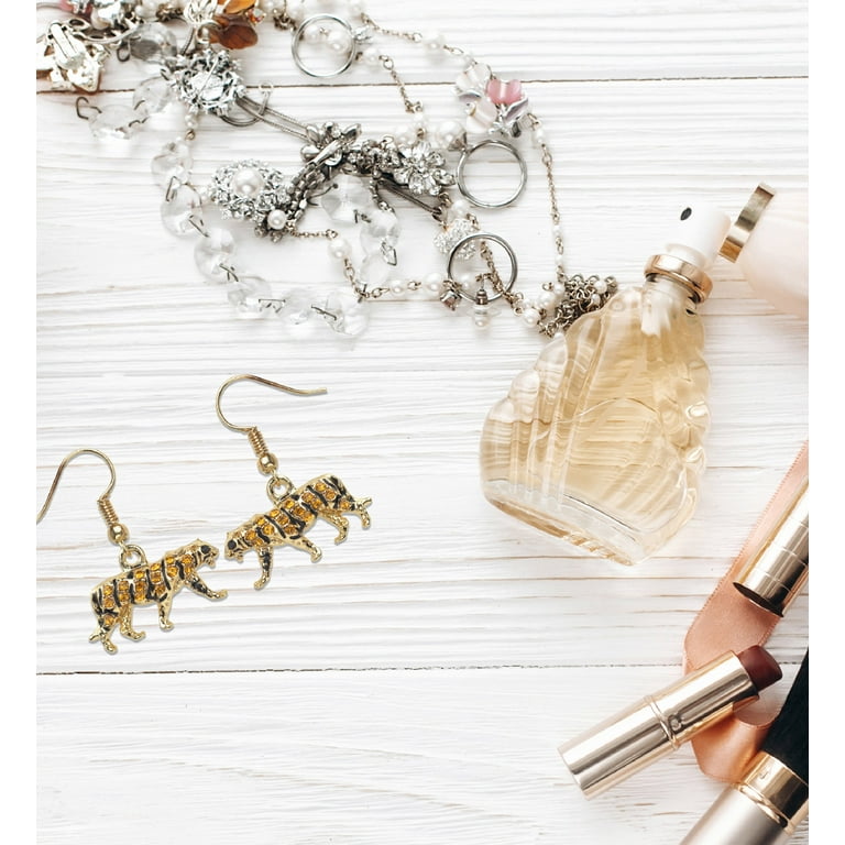 Gold Tiger Sparkling Crystal Pendant Necklace - Wildlife Animal Charm, 18 Inch Chain, Gift For Women & Men