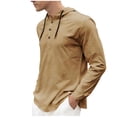 thumbnail image 2 of Handshe Men's Solid Color Hooded Sweatshirt, Loose Fit with Button and Drawstring Details, Casual Fashion for Daily Wear and Outdoor Leisure, 2 of 6