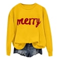 thumbnail image 4 of Chandails d'Hiver Grande Taille pour Femmes Chandail à Capuche Décontracté Imprimé de Noël Col Rond Manches Longues Jaune G, 4 of 6