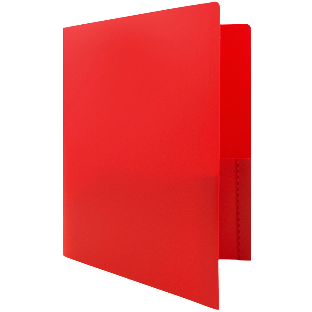 JAM Paper Heavy Duty Plastic Two Pocket Presentation Folders, Red, 6 Pack