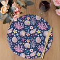 thumbnail image 3 of Beach Coastal Round 13 Inch Placemats Set of 8, Summer Nautical Shell Starfish Coral Blue HeatResistant Non Slip Place Mats for Dining Table, Wipeable Braided Kitchen Table Mats for Housewarming, 3 of 9