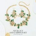 thumbnail image 3 of Bridal Wedding Jewelry Set Gold Green Crystal Necklace Earrings Sets Rhinestone Formal Costume Mothers Day Gifts Jewelry for Women and Brides, 3 of 4