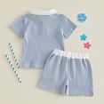 thumbnail image 6 of Povozer 4th Of July Outfits for Kids Red White Blue Boys Clothes 4th Of July Baby Boy Outfit Flag Embroidery Short Sleeve T Shirt Shorts Set Toddler Boy Summer Clothes Size 3-4 Years,Blue, 6 of 7