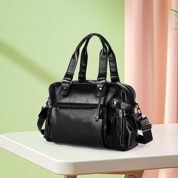 Bolso de hombro de cuero para hombre, bolso para ordenador portátil, bolso con asa para trabajo de oficina al aire libre