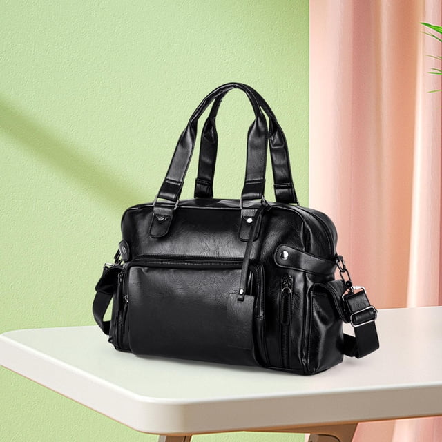 Bolso de hombro de cuero para hombre con correa ajustable Bolso para computadora portátil Tote para trabajar al aire libre