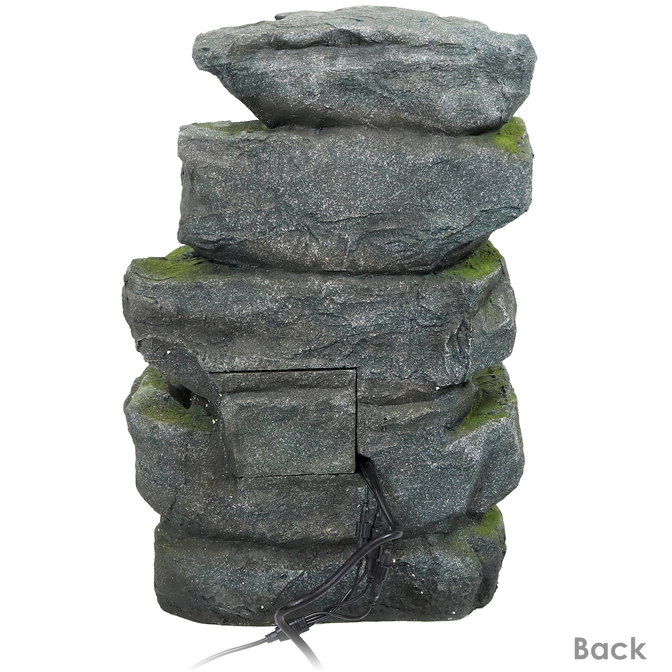 Sunnydaze Stone Waterfall Polyresin Outdoor Water Fountain with Lights