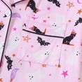thumbnail image 2 of SIYUDAN Toddler Halloween Pajamas Toddler Ghost Pumpkin Print Satin Pajamas Girls Short Sleeve Button Down Loungewear with Shorts Set Size 3-4 Years Girls Pajamas, 2 of 8