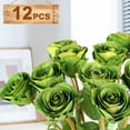 thumbnail image 2 of Artificial Roses Spring Flowers for St. Patrick's Day, Silk Green Roses Bouquet for St. Patrick's Day Home Decoration, Green Faux Roses for Valentine's Day and Wedding, 2 of 5