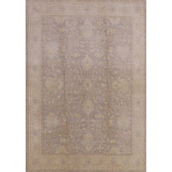 Ahgly Company Indoor Rectangle Mid-Century Modern Light French Beige Brown Oriental Area Rugs, 8' x 10'