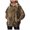 Khaki, variant on Womens Zip Up Hoodies Fall Winter Loose Fit Hooded Long Sleeve Puff One Shoulder with Pocket Floral Leisure Cotton (Brown,S)
