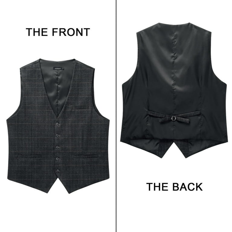 HISDERN Charcoal Grey Gilet Heren Formeel Zakelijk Gilets Classic