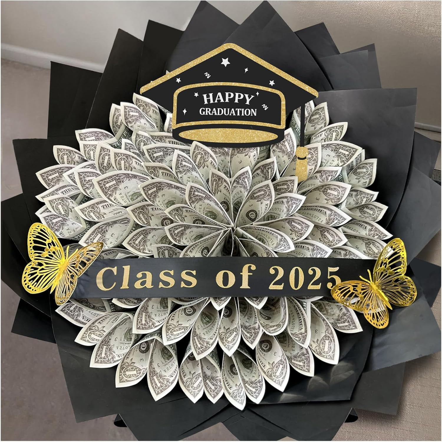Groovy Hippie Graduation Money Holder - Boho Cash Cake Stand Gift For Class Of 2024