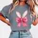 thumbnail image 2 of Tops de Manga Corta de Verano para las Mujeres Imprimir Blusa de Cuello Redondo, Moda Ligera de Poliéster Spandex, 2 of 4