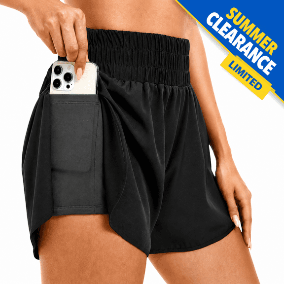 Yogaration Womens Athletic Shorts 2-in-1 High Waist Running Workout Shorts with Phone Pocket & Stretchy Liner