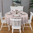 thumbnail image 2 of Light Pink Christmas Gnome Pattern Round Tablecloth 60"x60",Wrinkle Wipeable Table Cloth for Kitchen Dining Room Picnic Patio Party, 2 of 6