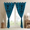 thumbnail image 3 of Damask Gothic Curtains Antique Victorian 30%-50% Blackout Curtains 2 Panels 38"Wx45"L,Blue Black Sugar Skull Curtains Drapes Vintage Floral Goth Curtains, 3 of 6