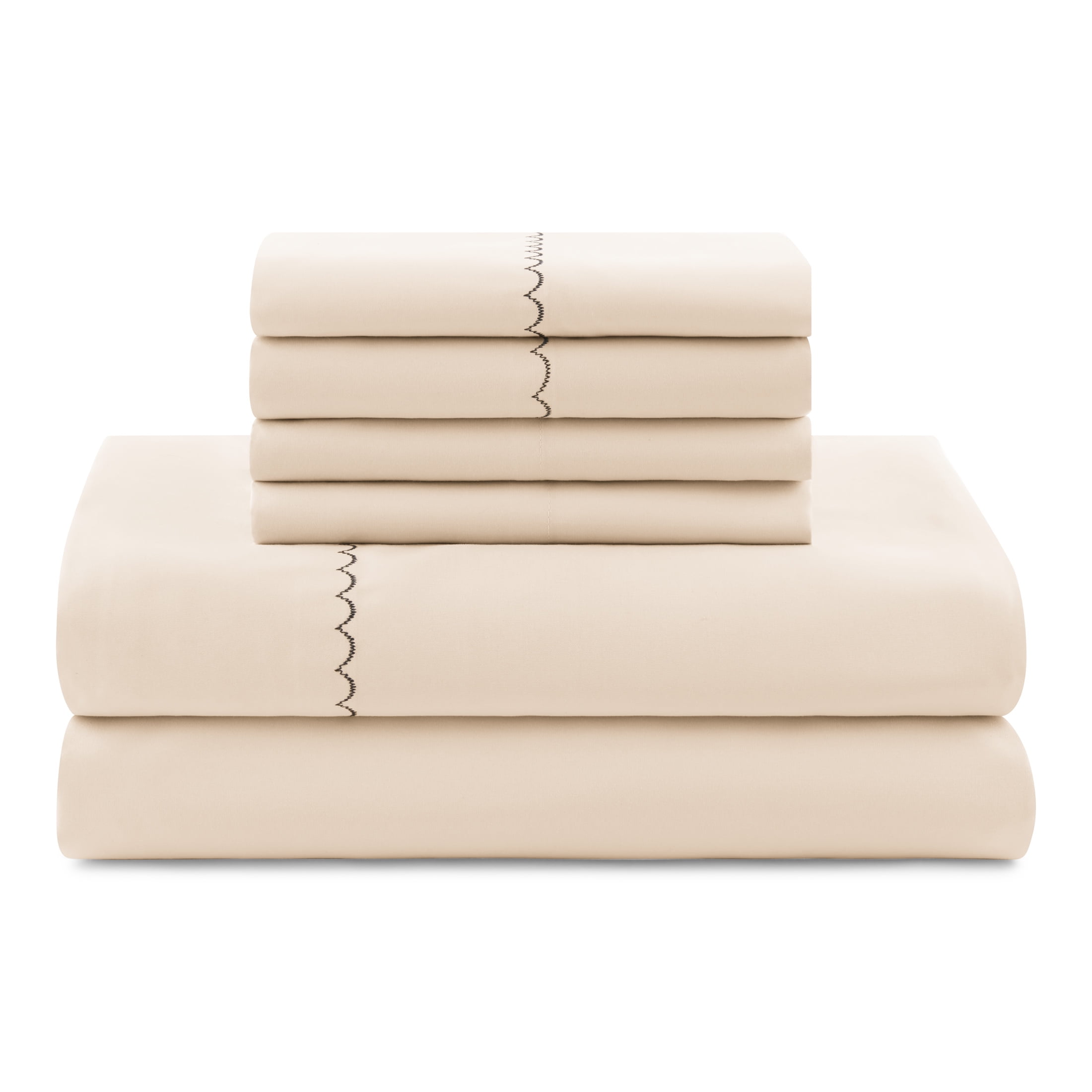 Mainstays Soft Touch Bed in a Bag 11-Piece Reversible Tan & Black Striped Comforter Set with Sheets, King