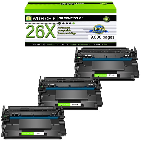 GREENCYCLE 3 Pack Compatible for 26A 26X CF226X Black Toner Cartridge Replacement with LaserJet Pro M402n M402dn M402dw Pro MFP M426dw M426fdw M426fdn Printer