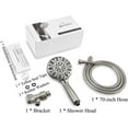 thumbnail image 4 of Couradric Handheld Shower Head, 6 Spray Setting High Pressure Shower Head with Brass Swivel Ball Bracket and Extra Long Stainless Steel Hose, Brushed Nickel, 5", 4 of 9