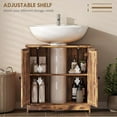 thumbnail image 5 of COCOKUN Under Sink Bathroom Cabinet, Pedestal Sink Storage Cabinet with 2 Doors, Shelf and U-Shape, Rustic Brown, 5 of 13