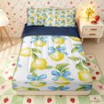 thumbnail image 2 of Erosebridal Fresh Lemon Bow Print Zipper Twin Comforter Sets with Fitted Sheet and 2 Pillowcases,Light Blue Ribbon Green Leaf Accent Zipper Bedding Set,Yellow White,4-Piece,Navy Blue Reversible, 2 of 6