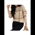 thumbnail image 3 of Suéter de Punto A Cuadros para Mujer, Otoño e Invierno, Informal, Cuello Redondo, Tops con Bloques de Color. Albaricoque S, 3 of 9