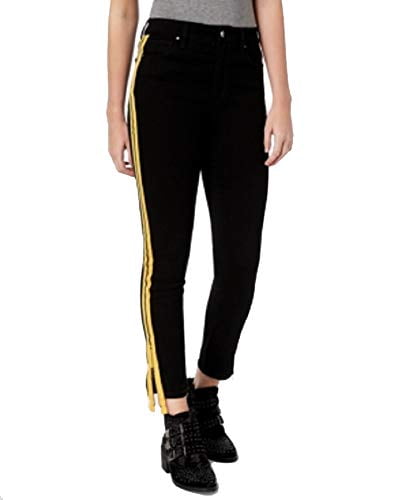 black jeans yellow stripe