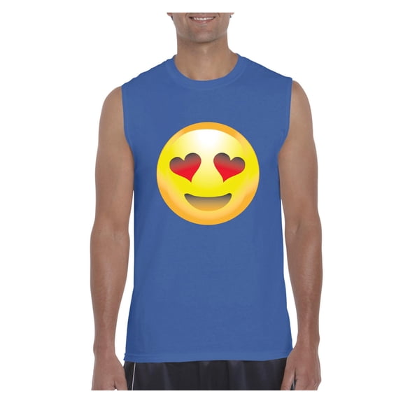 MmF - Men's Graphic T-Shirt Sleeveless, up to Men Size 3XL - Emoji Heart-Shaped Eyes