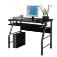 thumbnail image 2 of Kings Brand Furniture Home Office Computer Desk, Chrome Metal/Black Glass, 2 of 5