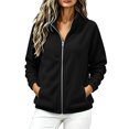 thumbnail image 2 of happyYEE Women's Zip up Sweatshirt Jackets Long Sleeve Fleece Loose Coat Fall Fashion Stand Neck Outerwear with Zip Pockets, 2 of 9