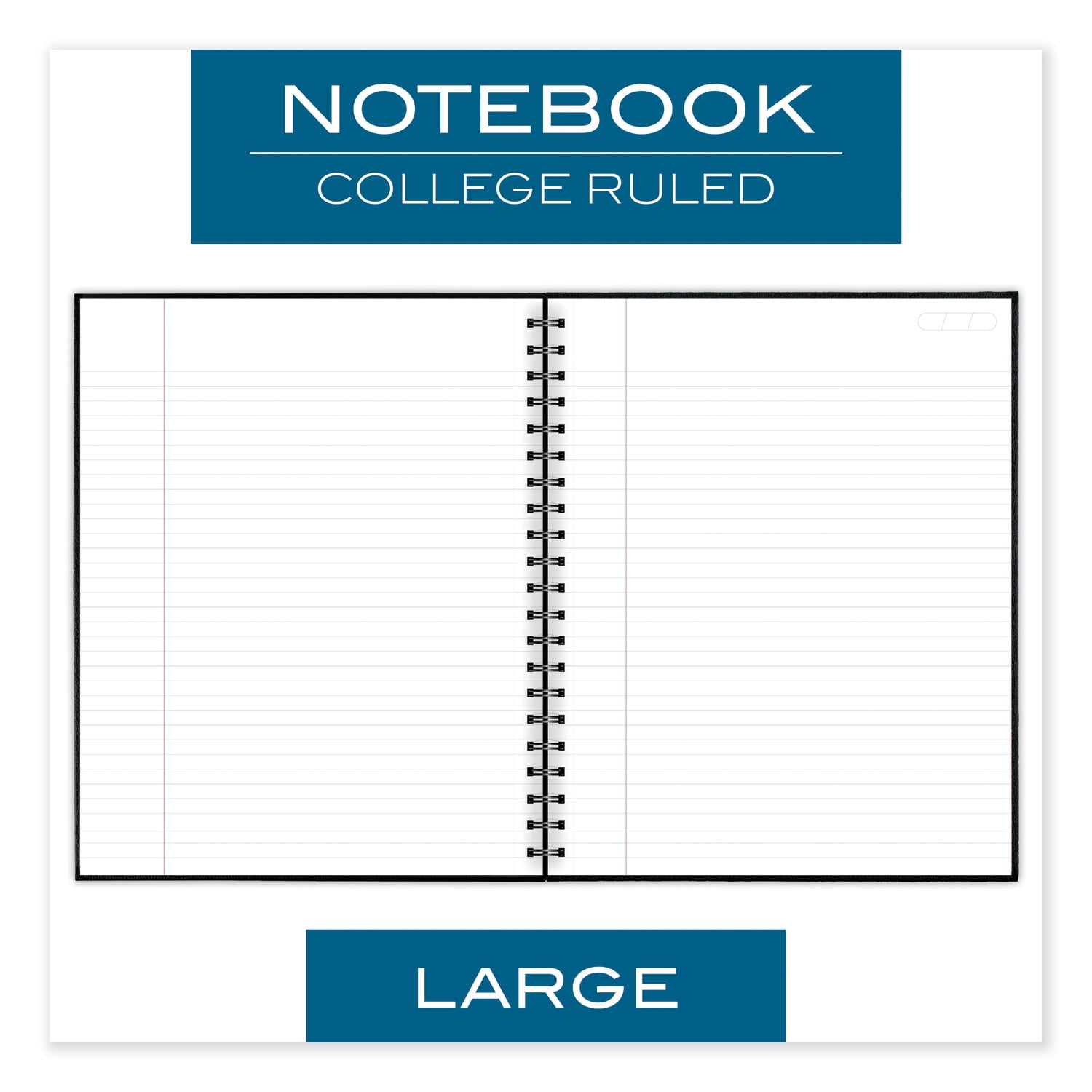 Mead Hardbound Notebook with Pocket, 1 Subject, Wide/Legal Rule, Black Cover, 11" x 8.5", 96 Sheets