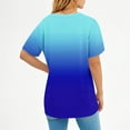thumbnail image 6 of Aobny Tops Women Gradient Blue Cooling T-Shirt Plus V-Neck Elbow-Length Trendy Tops for Women 2025, 6 of 7