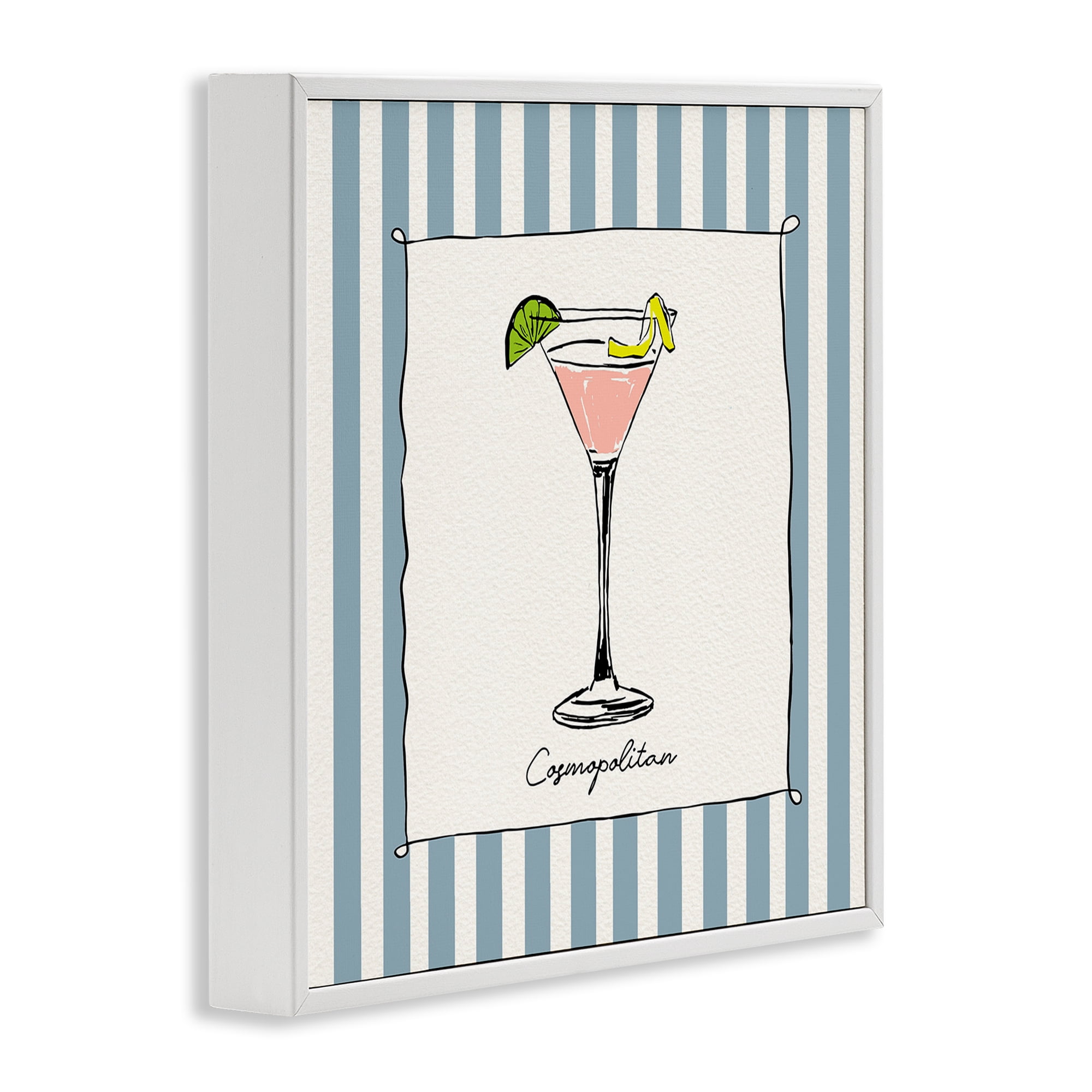 Stupell Industries Cosmopolitan Summer Stripes White Framed Giclee Art, design by Susan Jill