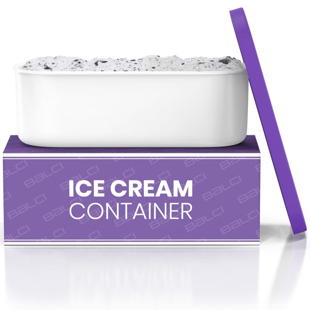 Recipiente para helado BALCI de 2 litros con tapas de silicona y cuchara, color morado