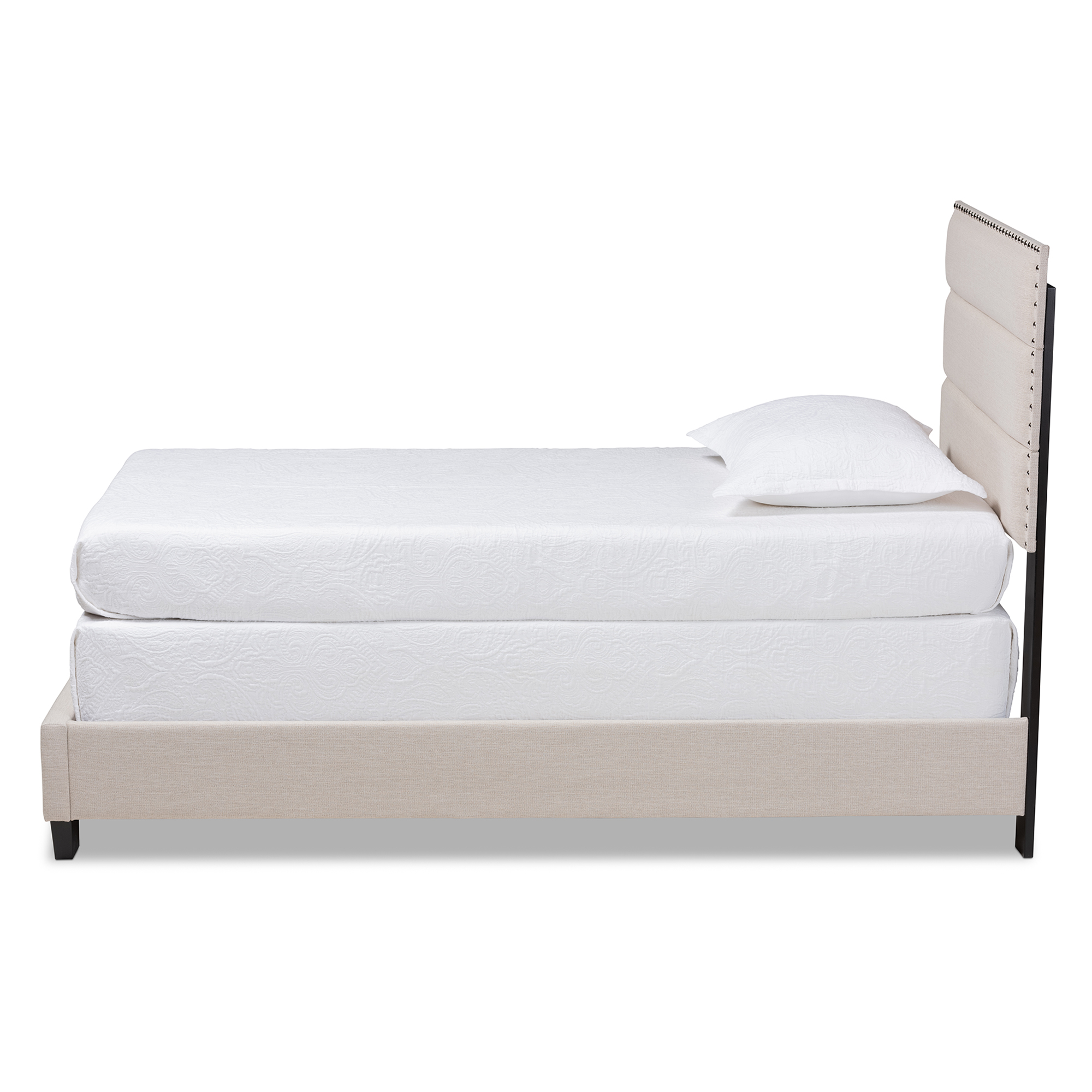 Baxton Studio Ansa Modern and Contemporary Beige Fabric Upholstered Twin Size Bed
