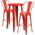 thumbnail image 2 of Flash Furniture Commercial Grade 24" Round Red Metal Indoor-Outdoor Bar Table Set with 2 Cafe Stools, 2 of 5