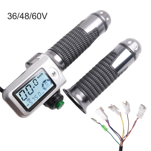 MYG for E-Bike Throttle Grip LCD Display 36-60V Electric Scooter Handlebar 3-Speed Gear Switch 8-Pin Interface Aluminum Alloy Compatible with for 36V 48V 60V Controllers