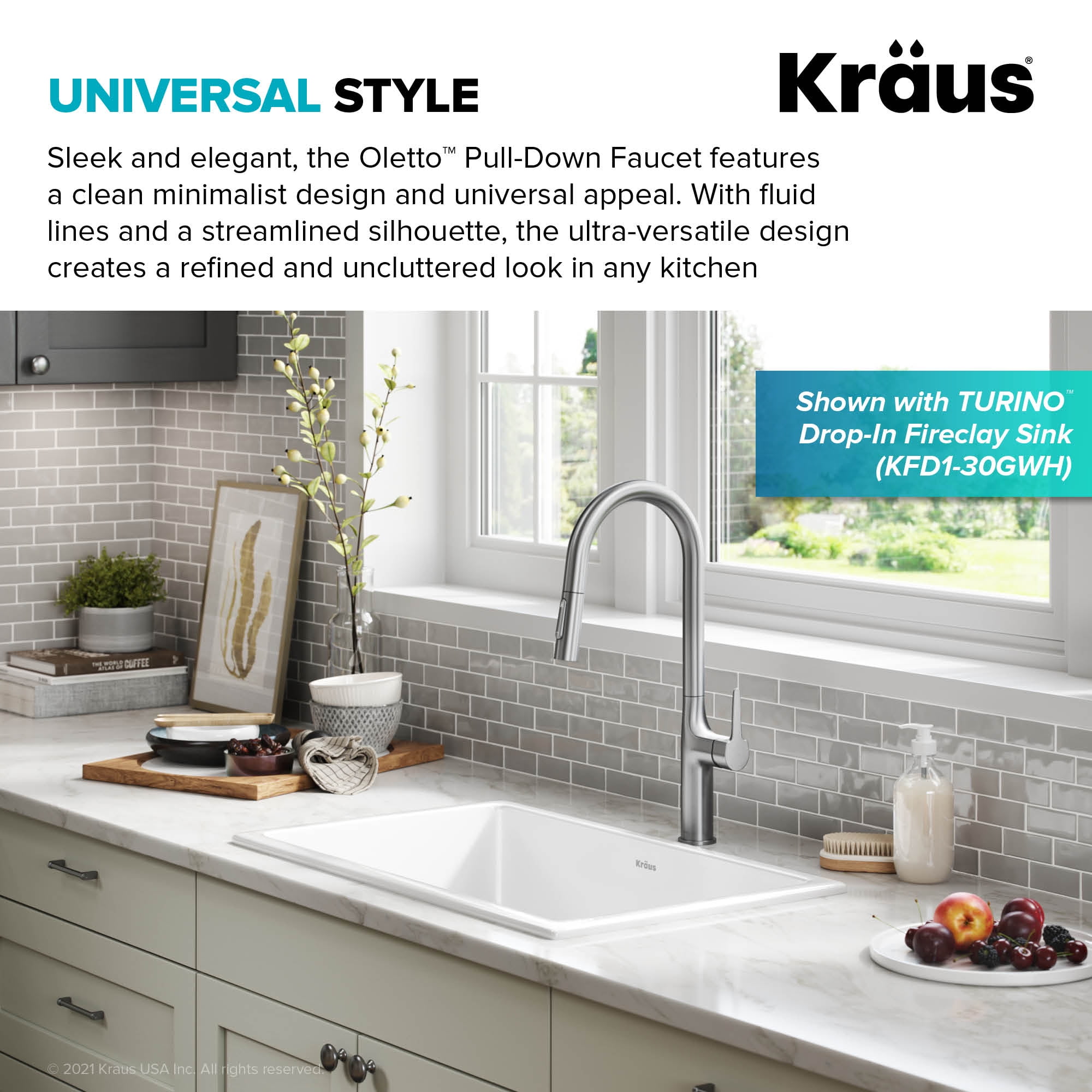 Kraus Oletto Tall Modern Pull-Down Single Handle Kitchen Faucet in Spot Free Stainless Steel