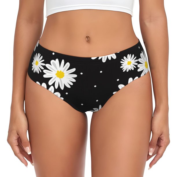 Balery Daisies Flowers Ropa Interior de Algodón para Mujer con Dibujo – Braguitas Cómodas y Elásticas, Estilo Clásico-Small