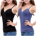 thumbnail image 4 of QUINDOS Tank Tops for Women Summer with Built in Bras Removable 2 Pack Athletic Camisoles for Women Plus Running Sleeveless Multi Pack Spaghetti Strap V-Neck Cami Tops Solid Color Undershirts, 4 of 4