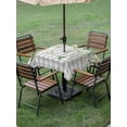 thumbnail image 3 of Outdoor Tablecloth with Umbrella Hole and Zipper, Watercolor Floral Square Table Cloth 60x60 Inch Waterproof Tablecloth, Spring Flowers Birds Plants Gray Plaid Picnic Table Cover for Patio Camping, 3 of 7