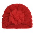 thumbnail image 4 of Krdevn Cable Knit Baby Beanie Hat Chiffon Rose Flower Soft Stretchy Warm Winter Knitted Cap for Toddler Girls Cold Weather, 4 of 4