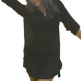 thumbnail image 4 of Camisa de vestir de playa de gran tamaño Qarigey, Color sólido, Jersey, Manga larga, Negro/M, 4 of 6