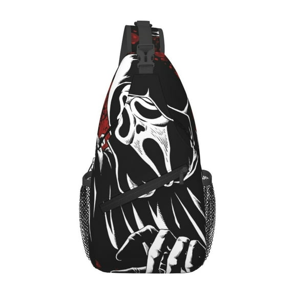 Casual Crossbody Sling Backpack, Film Ghostface Scream Shoulder Daypack, Portable Hiking Daypacks, Multipurpose Cross Body Chest Bag For Travel Sport Running Hiking For Women Men Travel Hiking